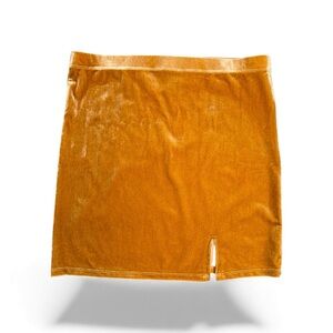 Forever 21 Gold Medium Slit Feminine Festive Velvet Mini Skirt